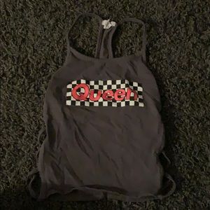 QUEEN crop top with cross cut out sides